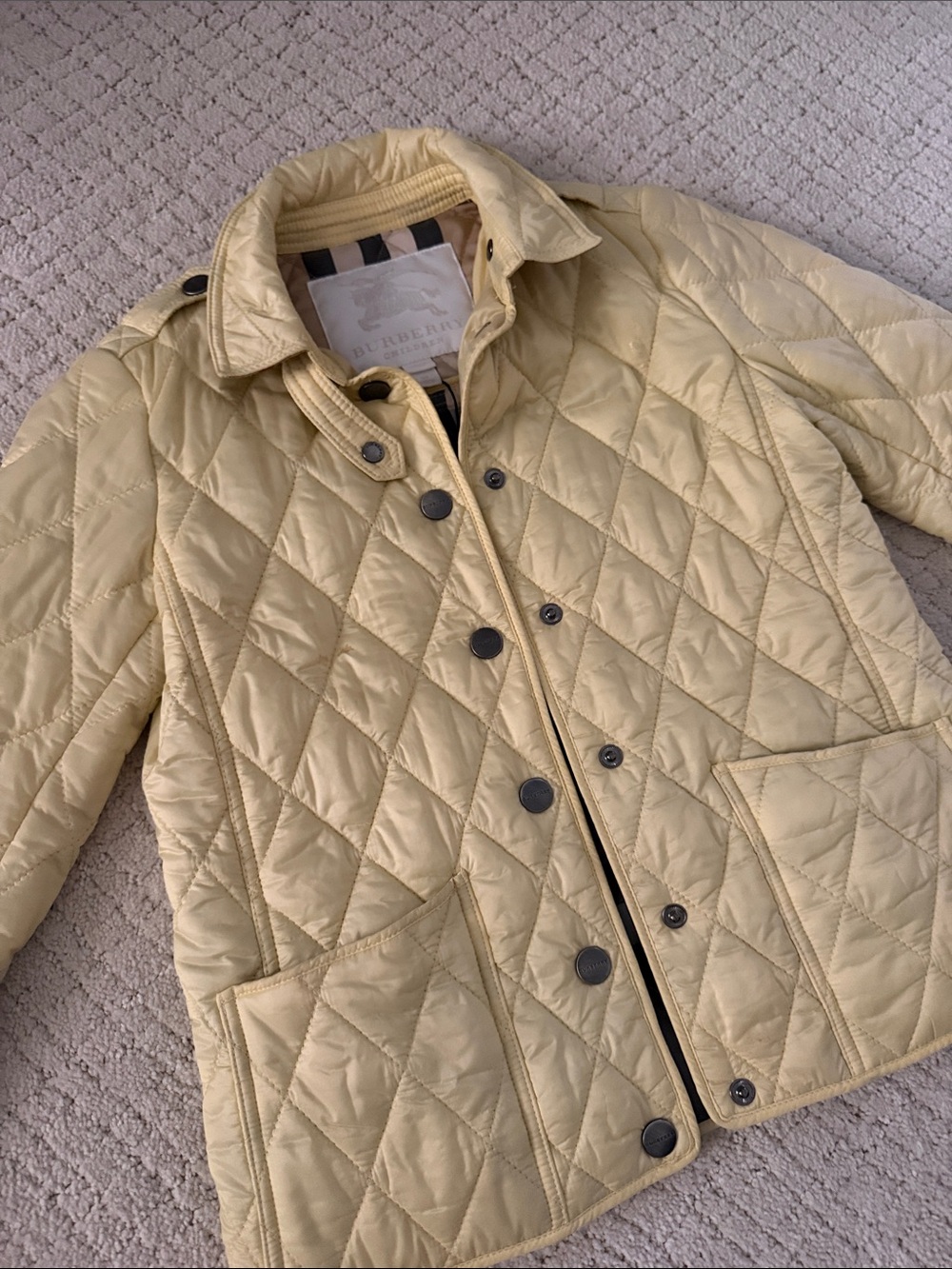 Burberry Quilted Light Yellow Shirt Jacket